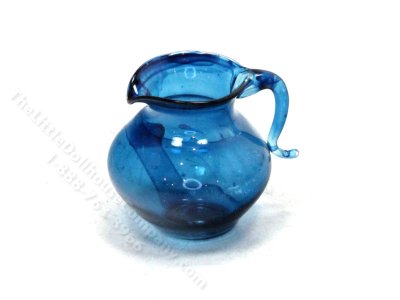 (image for) Miniature Blue Glass Pitcher for Dollhouses