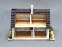 (image for) 1:144 Scale Half Cape Beach Cottage Dollhouse, Assembled