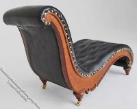 (image for) Miniature 19c Walnut Art Deco Chaise Lounge for Dollhouses