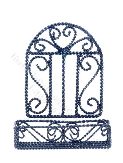 (image for) Miniature Black Wire Wall Hanging Flower Planter for Dollhouses