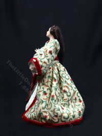 (image for) Miniature Handcrafted Tudor Woman in Red Velvet Trim Dress