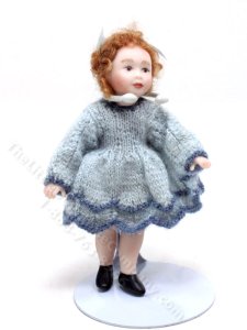 (image for) Miniature Little Girl in Blue Knit Dress