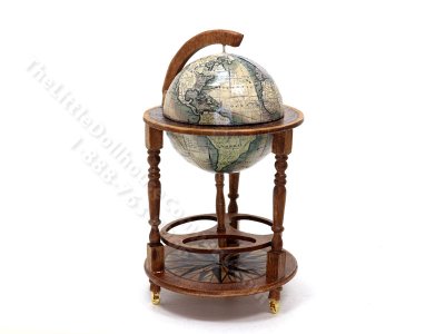 (image for) Miniature Walnut World Globe Bar for Dollhouses