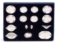 (image for) Miniature 15-Piece White and Flora Dinner Service for Dollhouses