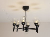 (image for) Miniature Battery Operated 6-Arm Madison Park Chandelier with Wand for Dollhouses - Black