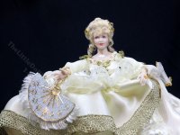 (image for) Miniature Handcrafted Vintage Rococo Lady in White with Fan