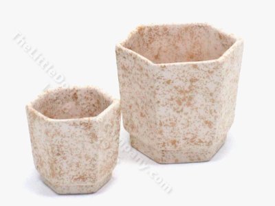 (image for) Miniature Pair of Speckled Clay Planters for Dollhouses