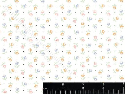 (image for) Pink, Blue and Yellow Flowers Miniature Wallpaper for Dollhouses