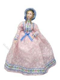 (image for) Miniature Handcrafted Vintage Pink Victorian Lady in Bonnet