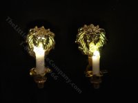 (image for) 1:48 Scale Miniature 3V Pair of Lion Candle Sconces for Dollhouses