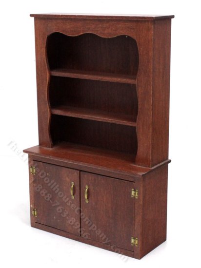 (image for) Miniature Walnut Kitchen Hutch for Dollhouses