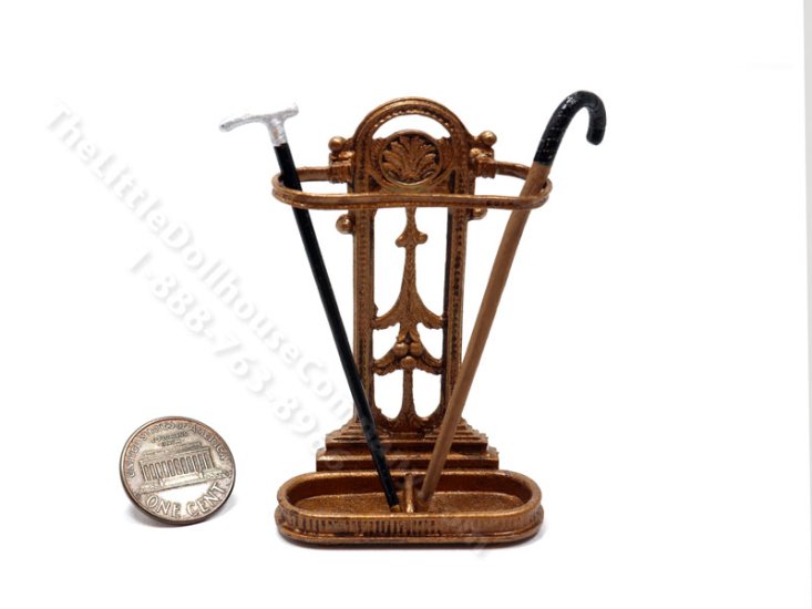 (image for) Miniature Hallway/Umbrella Stand with Canes Set for Dollhouses - Bronze