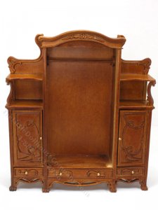 (image for) Miniature AS IS Art Nouveau Walnut Open Wardrobe