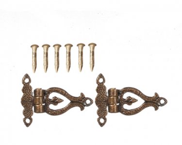 (image for) Miniature Antique Brass Hinges with Pin Nails Included.