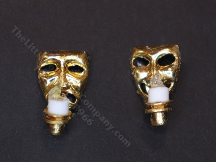 (image for) 1:48 Scale Miniature 3V Pair of Tragedy & Comedy Sconces for Dollhouses