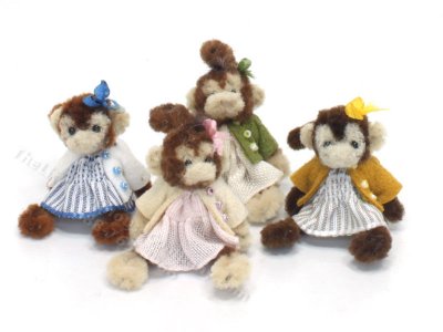 (image for) Miniature Monkey in Dress and Cardigan by Sue Wilkes