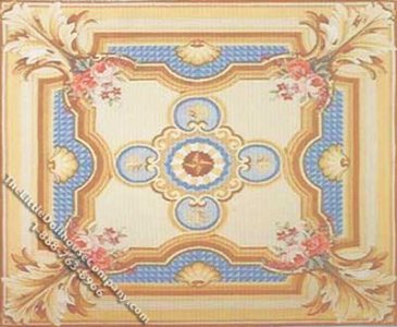 (image for) Dollhouse Scale Model Rectangular Gold & Blue Rug