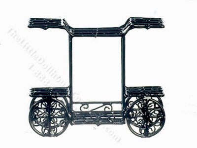 (image for) Miniature Black Wire Serving Cart for Dollhouses