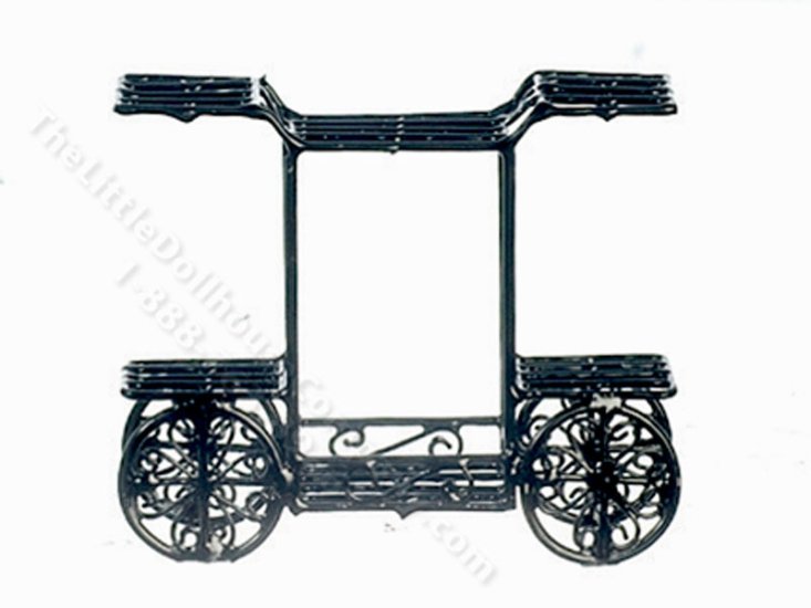 (image for) Miniature Black Wire Serving Cart for Dollhouses
