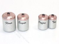(image for) Miniature Set of 4 Steel Canisters with Copper Lids
