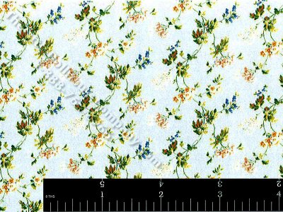 (image for) Dollhouse Scale Model Blue and White Floral Wallpaper
