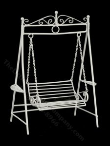 (image for) Miniature White Garden Swing for Dollhouses