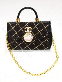 (image for) Miniature Chanel Quilted Black Purse w Gem by Judith Blondell