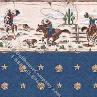 (image for) Cowboys & Stars Pattern Miniature Wallpaper for Dollhouses
