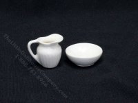 (image for) Miniature White Ceramic Pitcher and Basin for Dollhouses