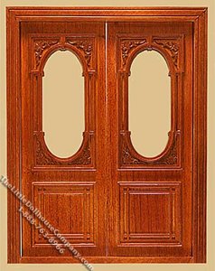 (image for) Miniature Walnut Penniman Double Exterior Door for Dollhouses
