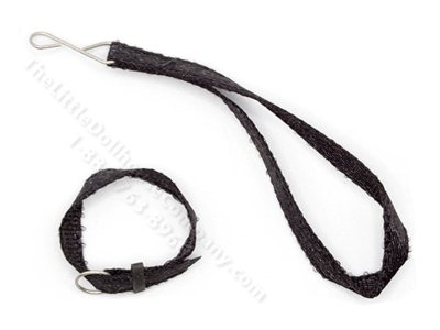 (image for) Dollhouse Scale Model Dog Leash and Collar - Black
