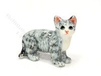(image for) Miniature Standing Grey Tabby Cat Figurine for Dollhouses
