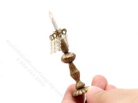 (image for) Miniature 12V Brass Candlestick with Crystals for Dollhouses - Short