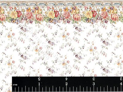 (image for) Dollhouse Scale Model Wallpaper - Floral w/ Border