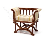 (image for) Miniature Curule Chair for Dollhouses - Walnut