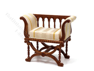 (image for) Miniature Curule Chair for Dollhouses - Walnut