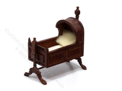 (image for) 1:24 Scale Walnut Cradle for Dollhouses