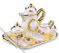 (image for) Miniature French Rose Coffee Set for Dollhouses