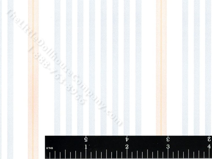(image for) Blue/Peach Stripe Miniature Wallpaper for Dollhouses