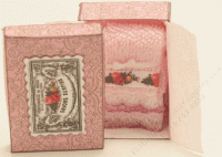 (image for) Pair of Miniature Pink Lace Trimmed Towels in Box