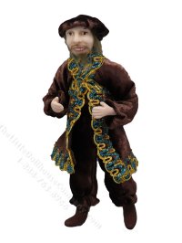 (image for) Miniature Handcrafted Vintage Tudor Man in Brown Velvet by Detta's Darling Dolls