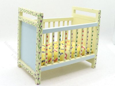 (image for) Miniture Pastel Painted Crib for Dollhouses