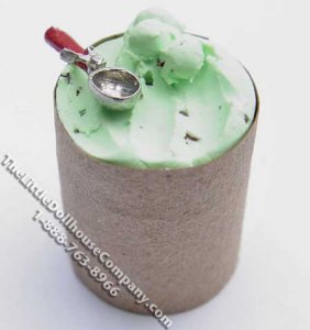 (image for) Dollhouse Scale Model Bucket of Chocolate Chip Mint Ice Cream