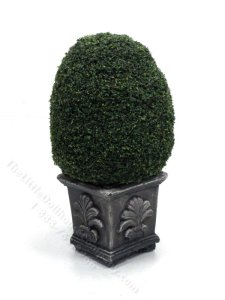 (image for) Miniature 4inch Topiary in a Square Stone Base for Dollhouses