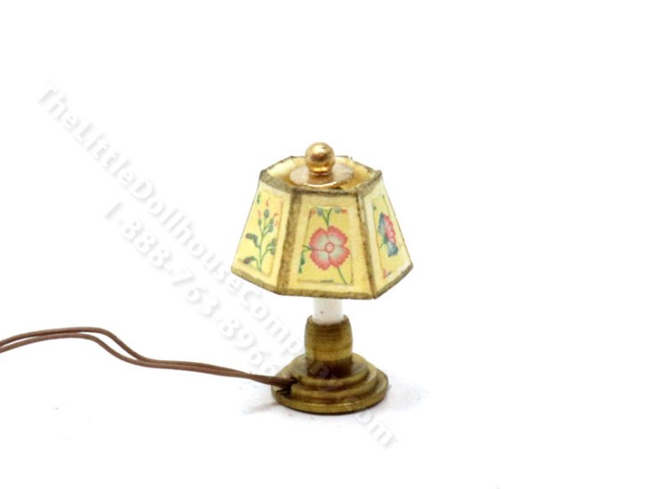 (image for) Miniature 1/2 Scale 12v Table Lamp for Dollhouses - Floral