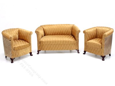 (image for) Miniature Tub-Style Gold Sofa for Dollhouses