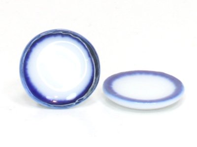 (image for) Miniature White Ceramic Plate with Blue Edge