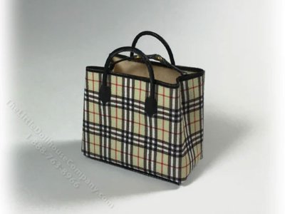 (image for) Miniature Burberry Bag w/Metal Feet for Dollhouses