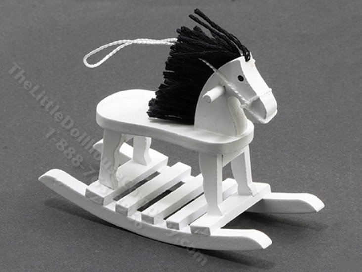 (image for) Miniature White Rocking Horse for Dollhouses