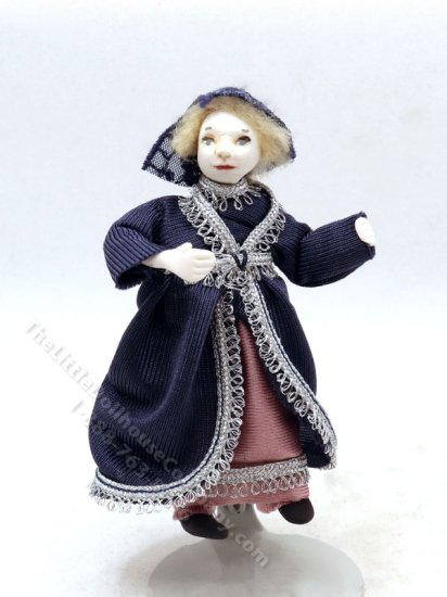 (image for) Miniature Tudor Girl in Blue and Silver 3.25" by Detta's Darling Dolls